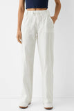 Bershka Straight fit cotton trousers with ribbed waist