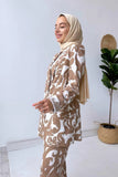 Ka Hijab Women's Pattern Padded Brown Set Hijabs