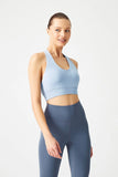 Los Ojos Women's Blue Gray Detailed Sports Bra