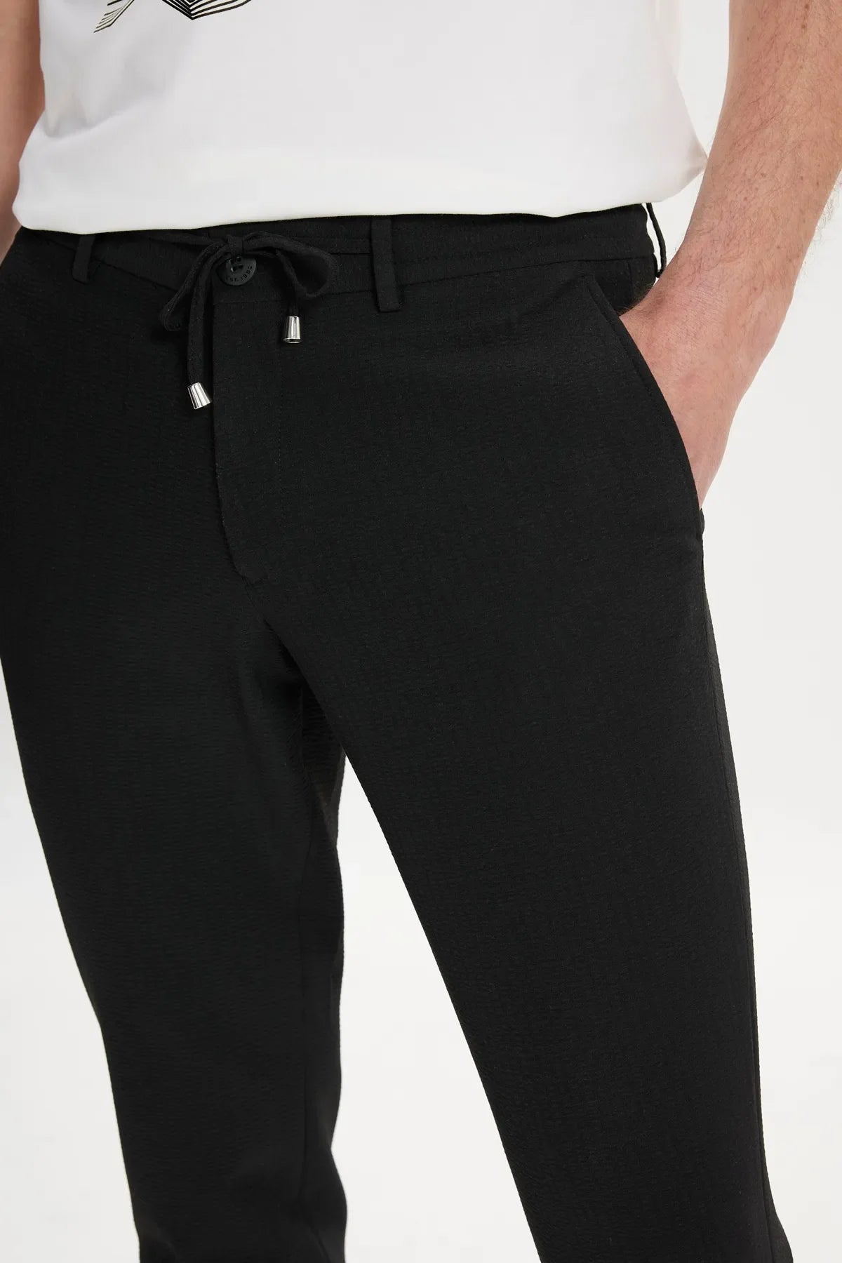 AC&Co Men's Classic Fit Slim Tie Waist Trousers