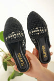 Modafırsat Women's Straw Front Closed Detailed Stylish Slippers