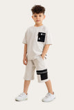 Gold Class Kidswear Boy's Double Pocket  Printed Chest 2 Pcs Sets