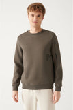 Avva Men's Anthracite Crew Neck Printed Sweatshirt