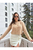 Bolesa Suadiye Women's Beige Gold Color Buttoned Cardigan