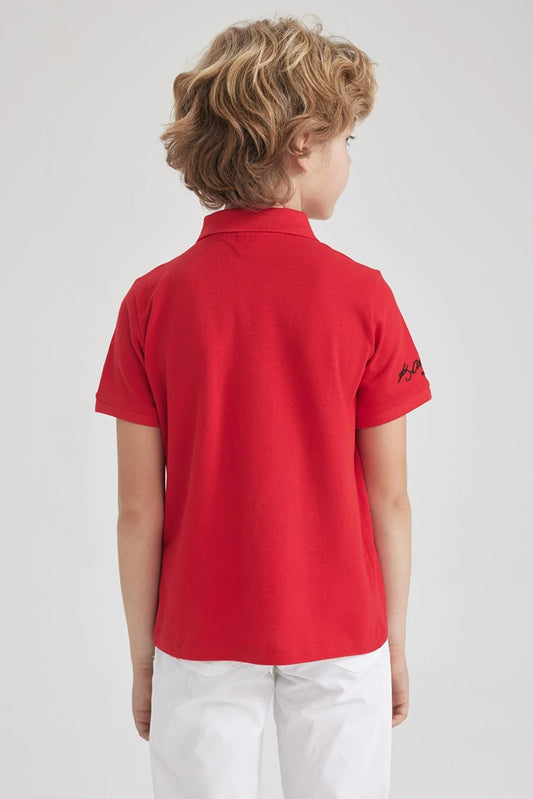 Defacto Boy's Red Ataturk Printed Short Sleeve Cotton T-Shirt