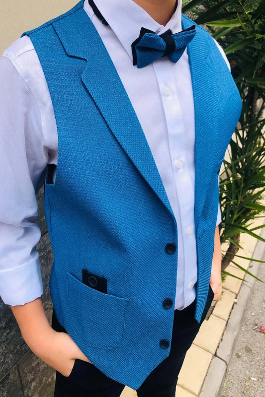 Mnk Boy's Blue Indigo Sports Vest Suit