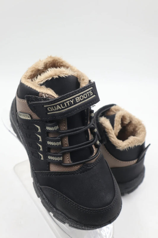 Nazenintasarımlar Boy's Black Mink Woolen Cold Resistant Winter Daily Boots
