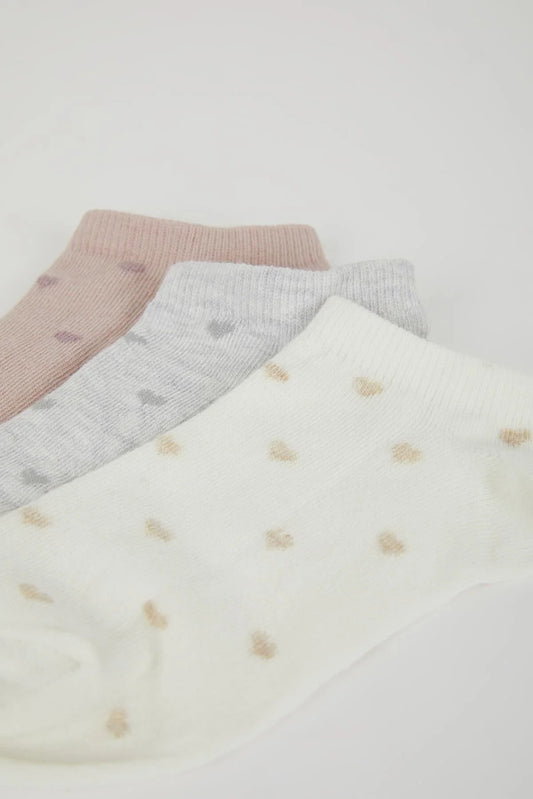 Defacto Women's 3-Piece Cotton Booties Socks