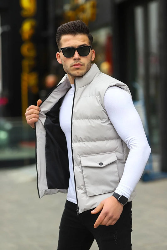 Boymen Men's Grey Waterproof Filling Vest