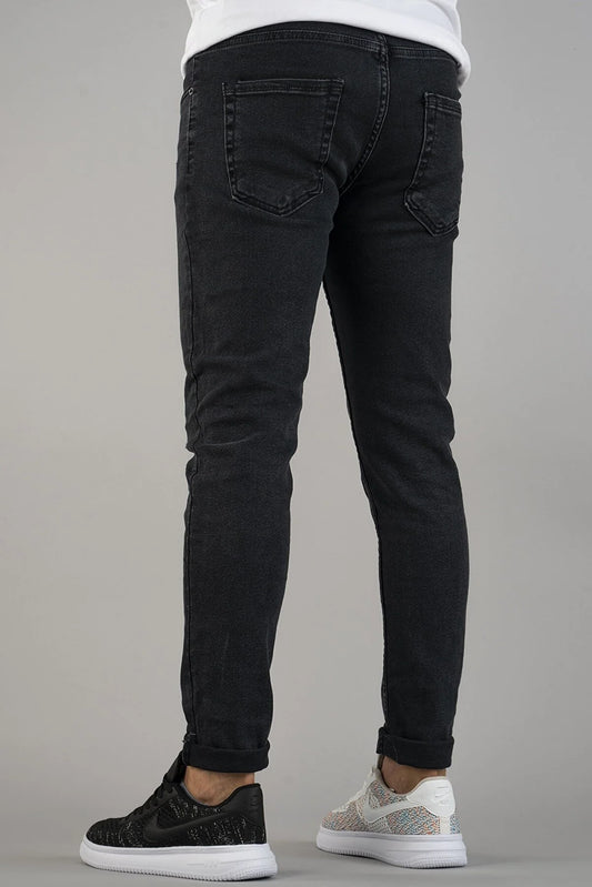 Men's Smoked Slim Fit Lycra Nails Jeans Trousers