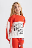 Defacto Girl's Orange White Chicago Bulls Relax Fit Sweatshirt