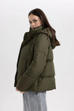 Defacto Women's Waterproof Hooded Faux Fur Puffer Coats