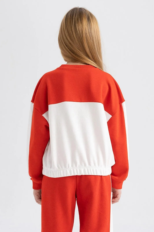 Defacto Girl's Orange White Chicago Bulls Relax Fit Sweatshirt