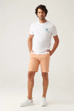 Avva Men's Orange Elastic Waisted Relaxed Fit Shorts