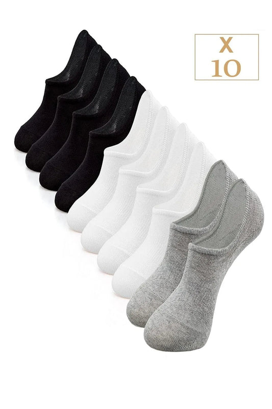 BGK Men's 10 Pack Cotton Invisible Sneakers Socks