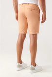 Avva Men's Orange Elastic Waisted Relaxed Fit Shorts