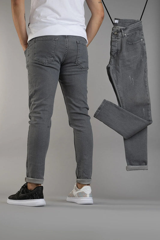 Bombe Men's Gray Slim Fit Narrow Cut Trousers Jeans