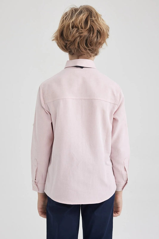 Defacto Boy's Pink Oxford 2-Piece Long Sleeve Shirt