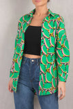 Armonika Women's Green Patterned Oversize Long Basic Shirt