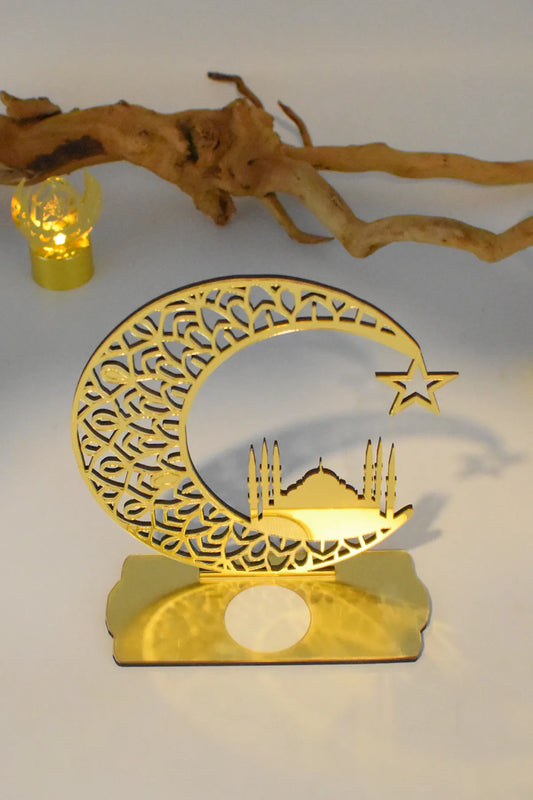 Waldern Gold Special Decorative Plexiglass Candle Holder 18x16cm Ramadan Decoration