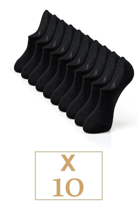 BGK Men's Black 10 Pack Cotton Invisible Sneakers Socks