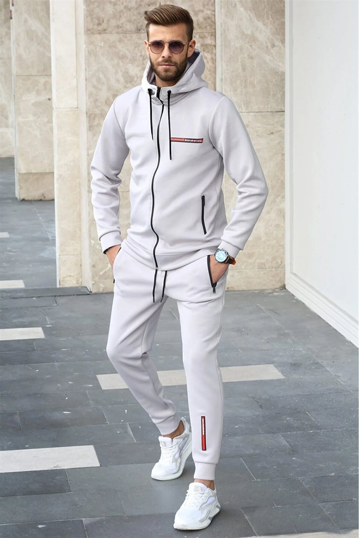 Madmext Men's Gray Scuba Fabric Tracksuit