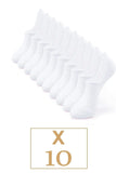 BGK Men's White 10 Pack Cotton Invisible Sneakers Socks