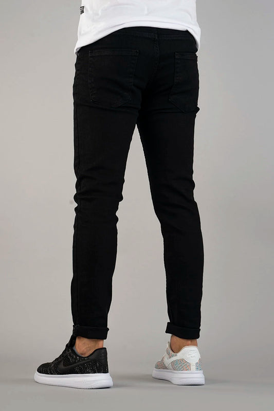 Bombe Men's Black Slim Fit Lycra Nails Trousers Jeans