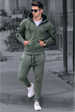 Madmext Men's Khaki Zippered Printed Tracksuit