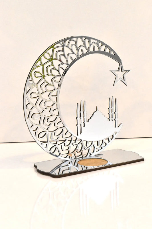 Waldern Silver Special Decorative Plexiglass Candle Holder 18x16cm Ramadan Decoration