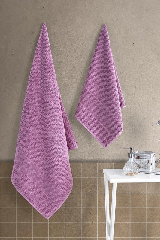 Zeynep Textile Bathroom Purple 50x90 - 70x140 Cm 2-Piece 100% Cotton Towel