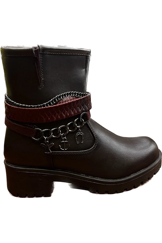 Jump Girl's Black Claret Red Winter High-Rise Boots