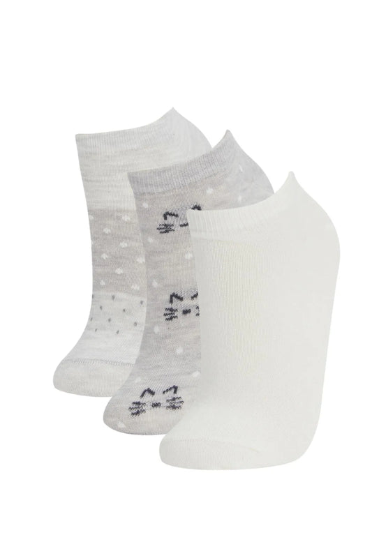 Defacto Women's Patterned 3-Piece Booties Socks