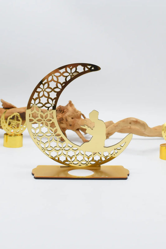 Waldern Gold Special Decorative Plexiglass Candle Holder 18x16cm Ramadan Decoration