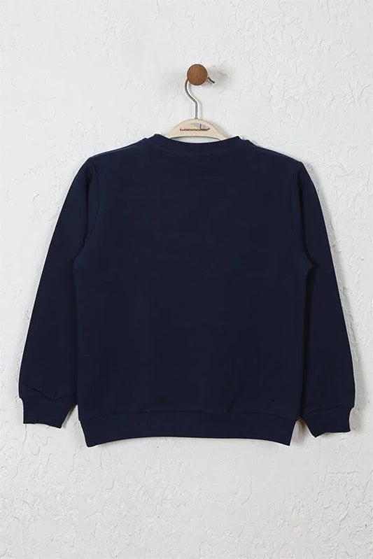 Barmy Boy's Navy Blue Embossed Print Boy Sweatshirt