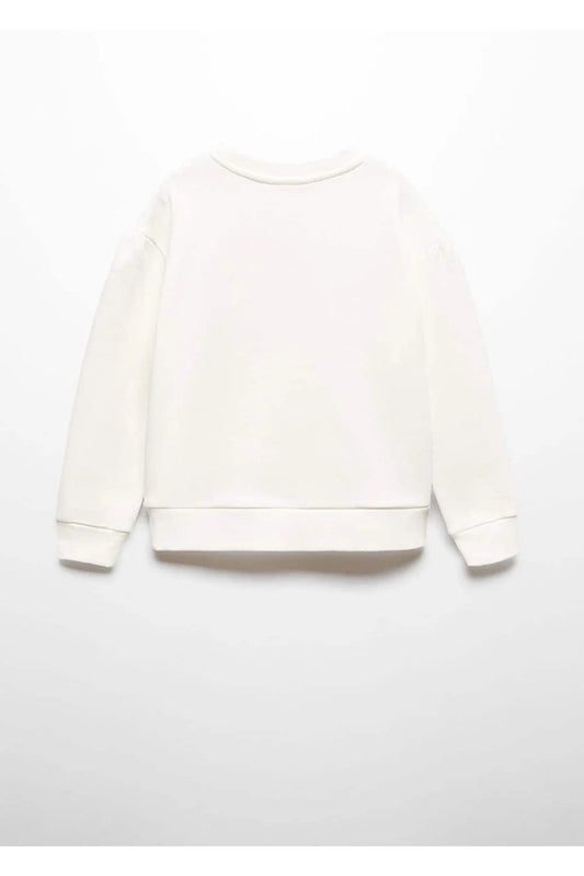 Mango Kids Girl's White Patterned cotton sweatshirt