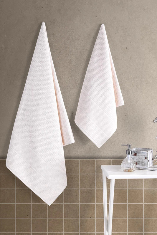 Zeynep Textile Bathroom Cream 50x90 - 70x140 Cm 2-Piece 100% Cotton Towel