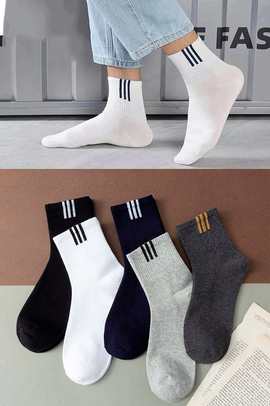BGK Men's 5 Pairs Stripe Patterned Tennis Socks