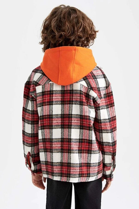 Defacto Boy's Oversize Fit Flannel Long Sleeve Shirt