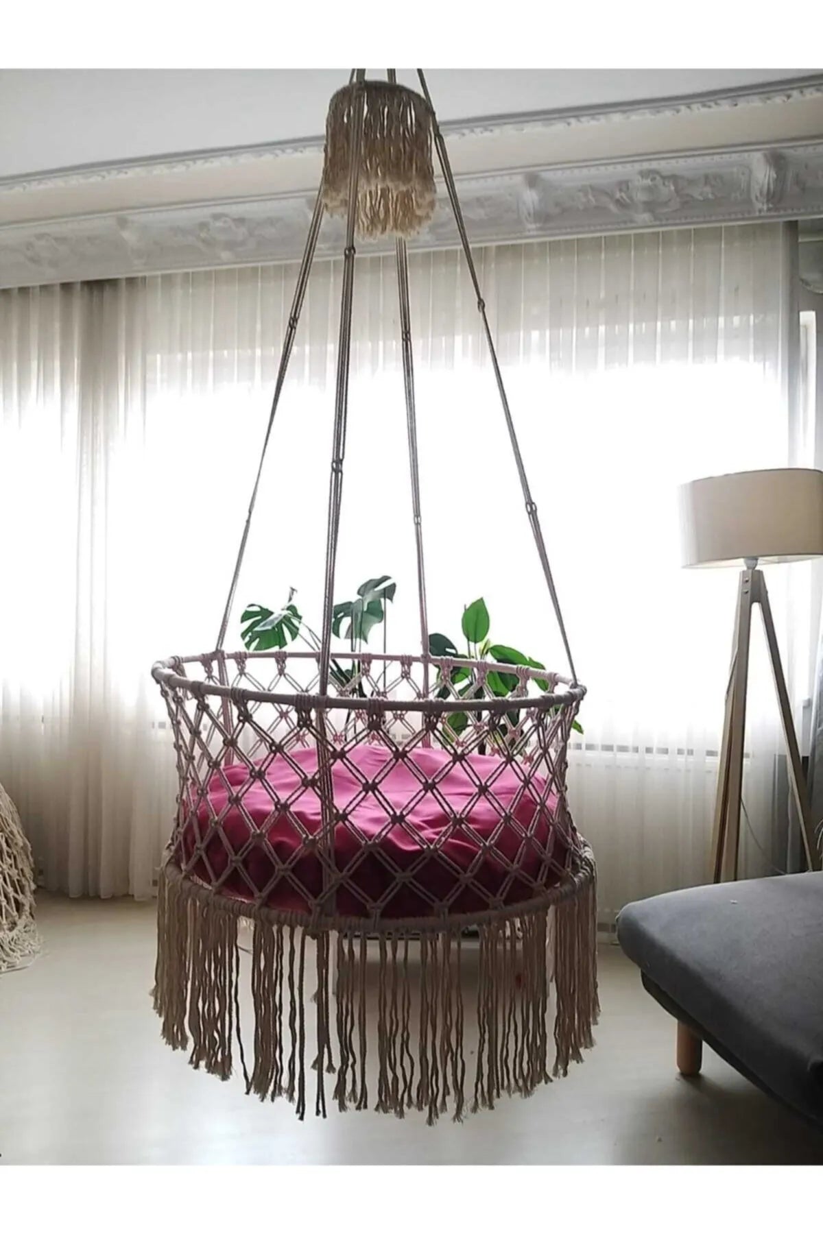 Aslan Butik Garden Baby / Child Macrame Special Knitted Hammock Cotton Rope Swing