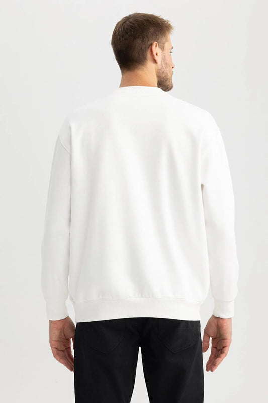Defacto Men's White Oversize Fit Sweatshirt
