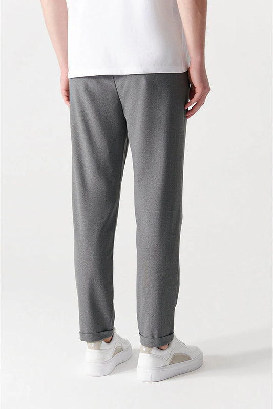 Avva Men's Gray Side Pocket Small Size Pants