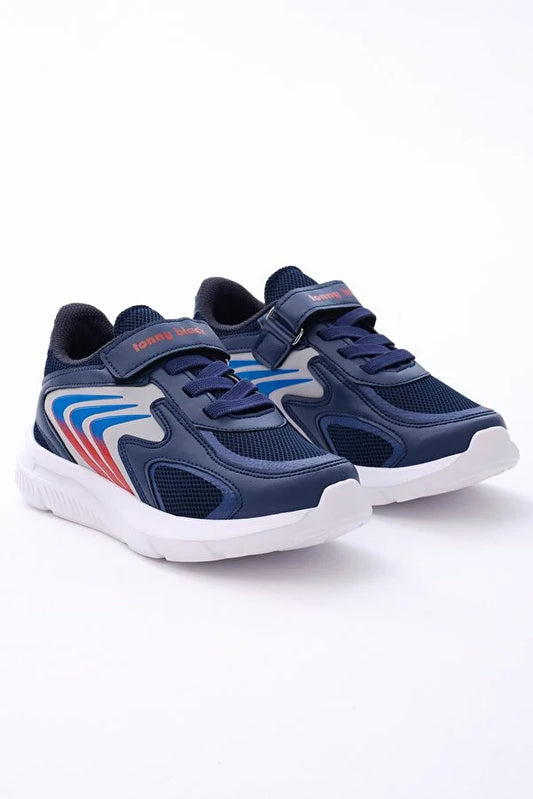 Tonny Black Boy's Navy Blue Red Rubber Laced Velcro Sports Shoes