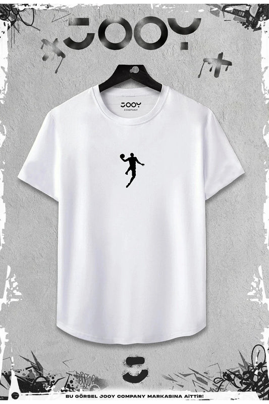 Jooy Company 2-Piece Basketball Player Slim Fit White Tshirt - Black Shorts Set