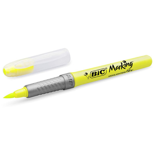 Fluorescent Marker Bic Highlighter Flex Yellow 12 Pieces