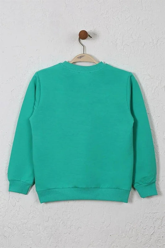 Barmy Boy's Light Green Embossed Print Boy Sweatshirt