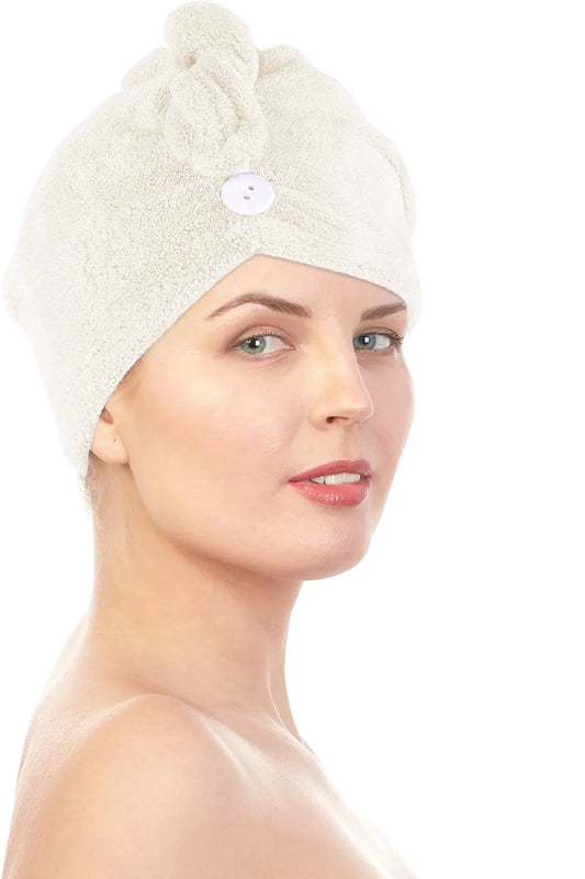 Zeynep Textile Bathroom Cream Hair Drying Cap Towel