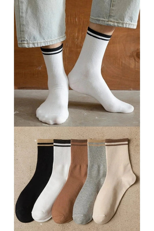 BGK Men's Colorful 5 Pairs Striped College Socks