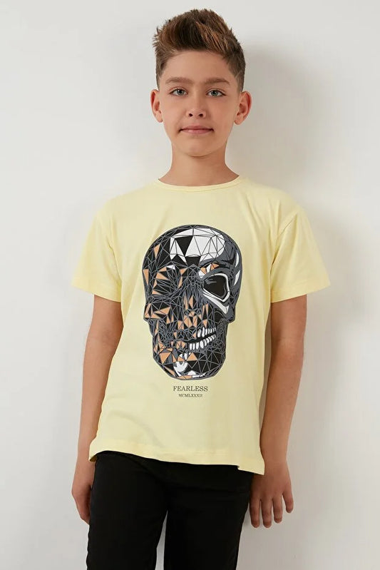 Lela Boy's Yellow Cotton T-Shirt