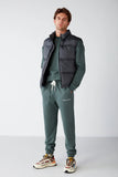 Grimelange Men's Dark Green Soft Fabric Embroidered Tracksuit